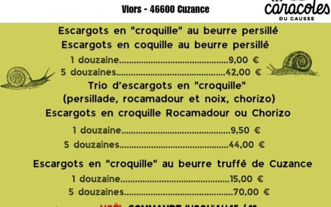 Vos commandes d’Escargots